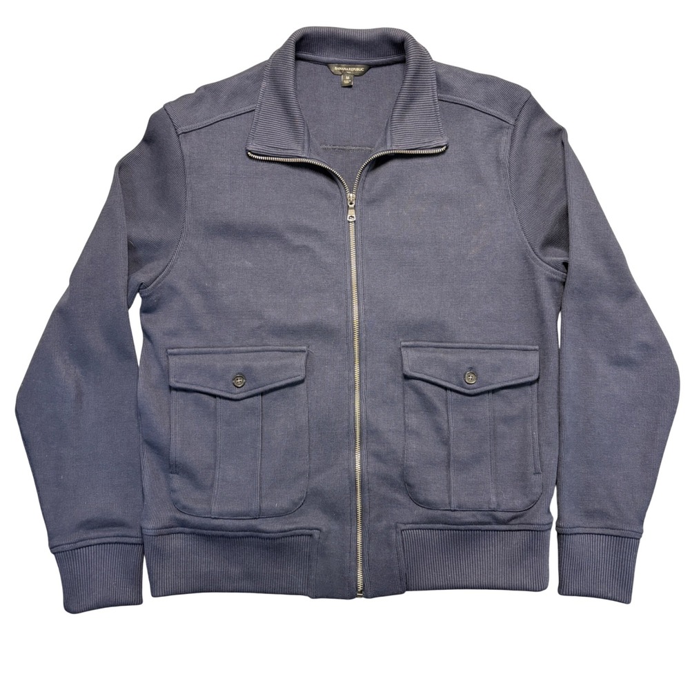 Banana Republic Mens Heavy Rib Utility Jacket Navy Blue Full Zip Medium